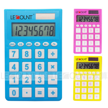 8 chiffres Big Key Calculatrice de poche à double puissance avec grande clé en caoutchouc (LC318)